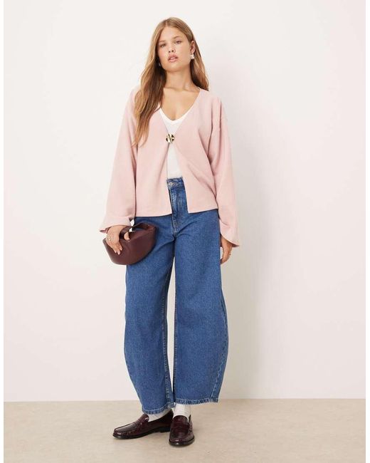 ASOS Blue Supersoft Wide Sleeve Hardware Detail Cardigan