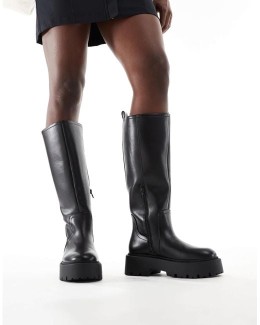 ASOS Black Carmen Chunky Flat Knee Boots