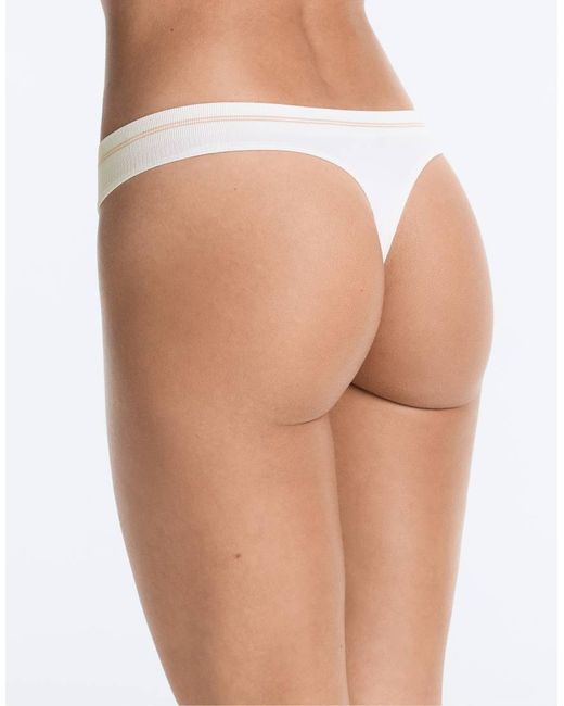 Oysho White 3 Seamless Rib Polyamide Blend Thongs