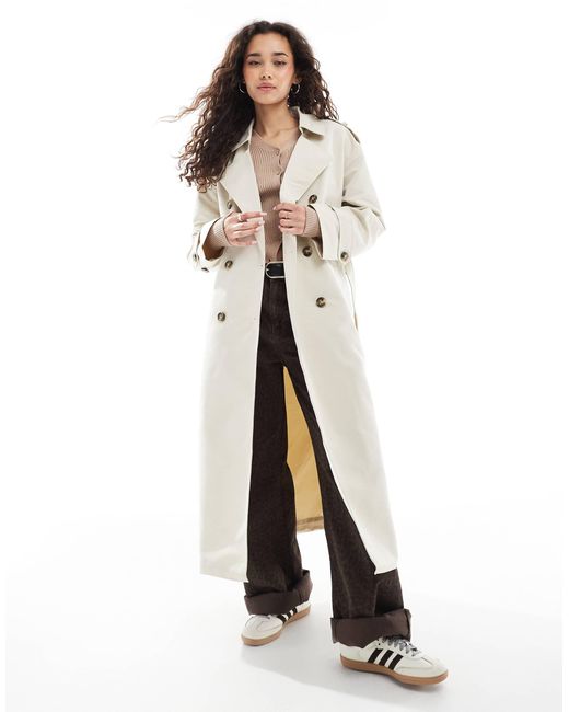 Vero Moda White Longline Belted Trench Coat