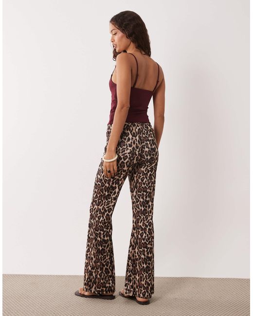 Only Petite White Ribbed Flare Trousers