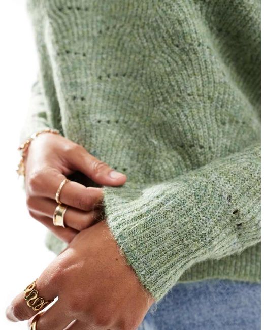 ONLY Green Pointelle Detail Jumper