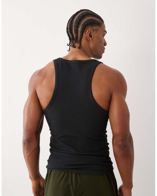 4505 Black Icon Seamless Ribbed Slim Fit Tank Top for men