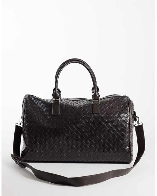 ASOS Black Embossed Weave Holdall Bag for men