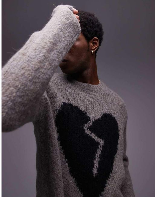 AllSaints Blue Luvheart Knitted Jumper for men