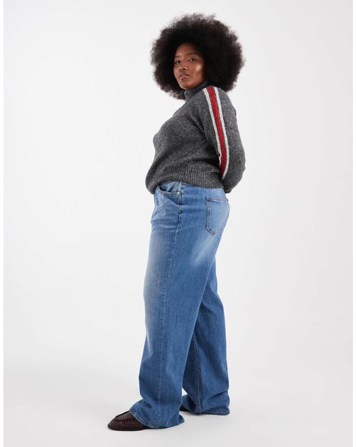 Tessa - jean ample à taille haute - moyen délavé Vero Moda en coloris Blue