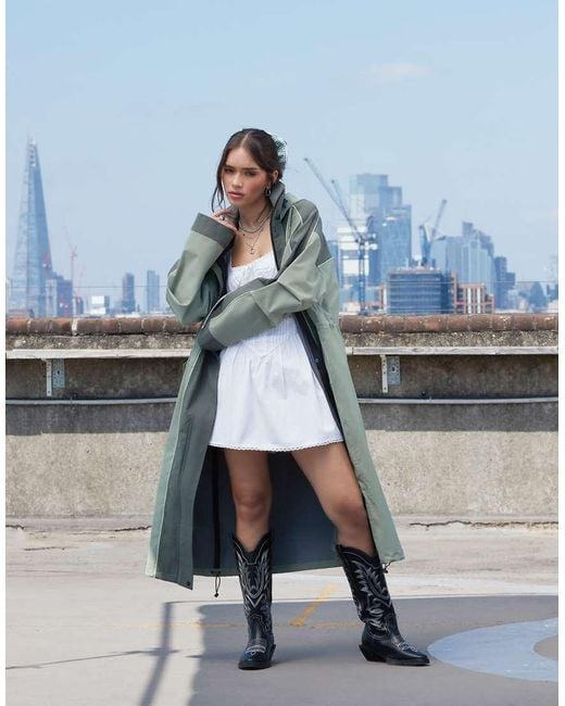 ASOS Blue Premium Waterproof Longline Rain Jacket