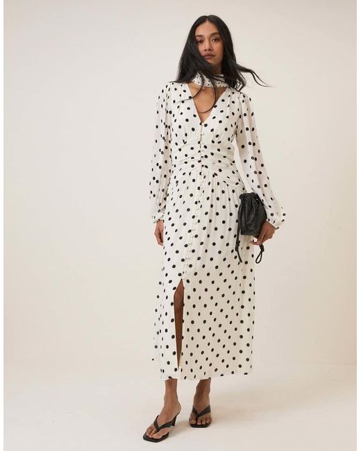 Nobody's Child Natural Polka Dot Luna Midi Dress