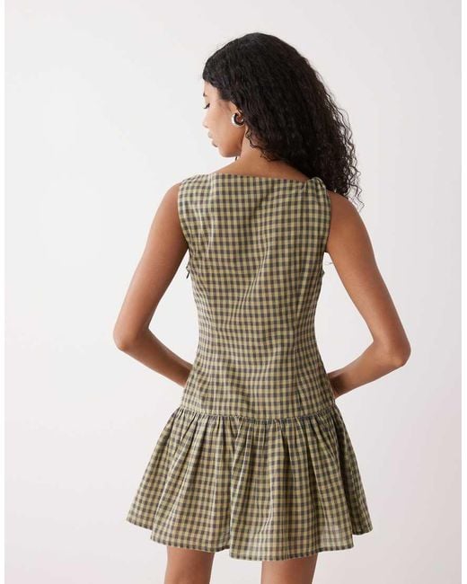 Collusion Natural High Neck Smock Mini Dress