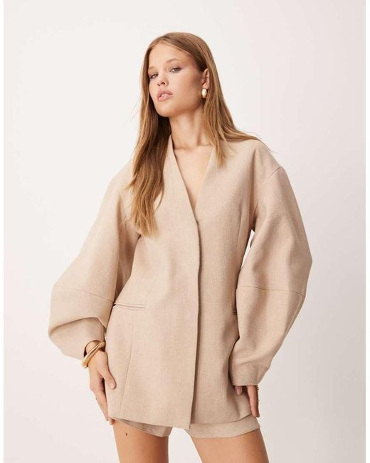 Americana Marrón Sin Solapas Con Mangas Cocoon De (Parte De Un Conjunto) ASOS de color Natural