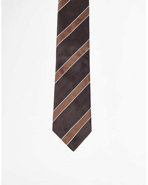 ASOS White Wide Satin Tie With Stripes for men