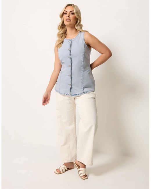 Yours Clothing Blue Denim Longline Waistcoat