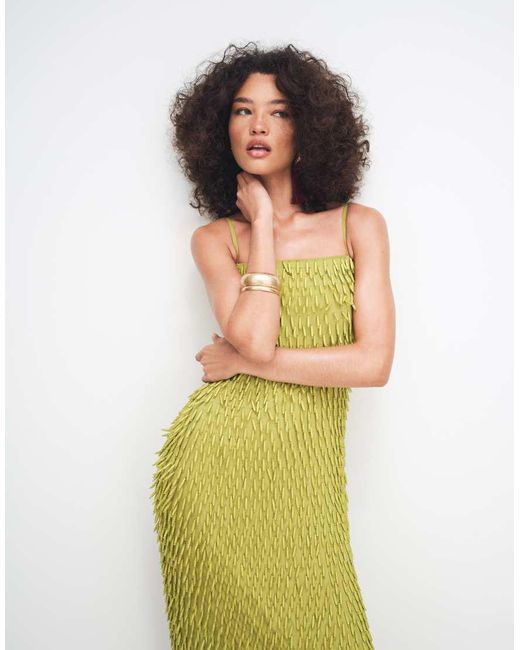 ASOS Green All Over Embellished Cami Midi Dress