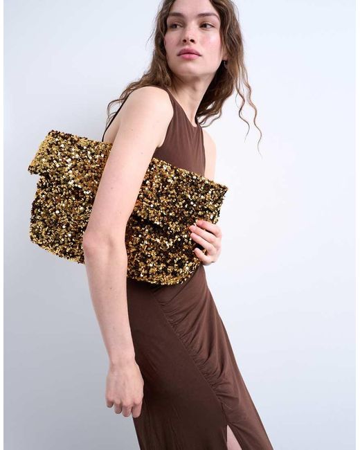 TOPSHOP Black Georgia Folded Clutch Grab Bag