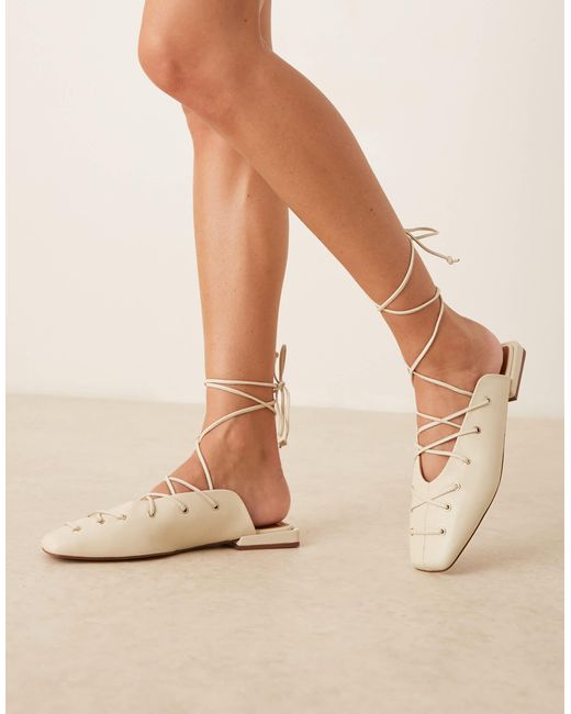 ASOS Natural Laney Premium Ghillie-tie Mule