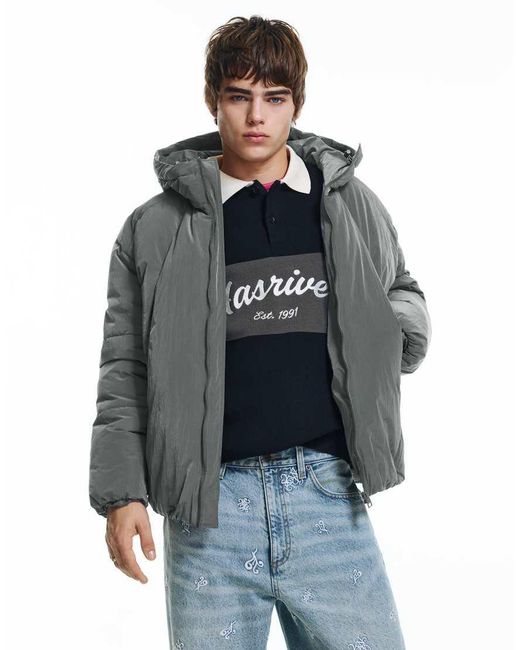 Pull&Bear Gewatteerd Jack Met Uitsnijding in het Gray voor heren