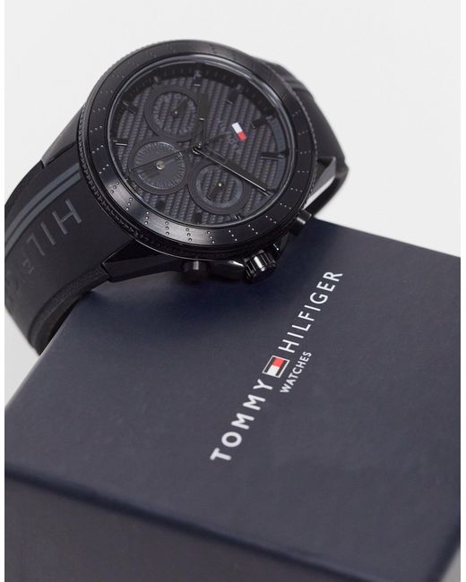 Tommy Hilfiger Black Mens Silicone Watch for men