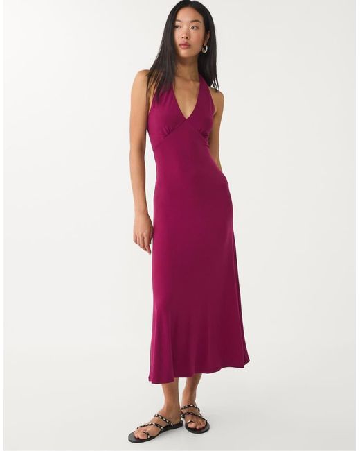 Vestito Midi Chiaro Con Nodo Sul Retro di Stradivarius in Red