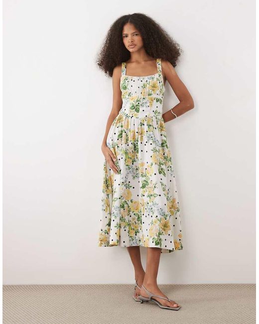 Hope & Ivy White A-line Strappy Corset Midi Dress