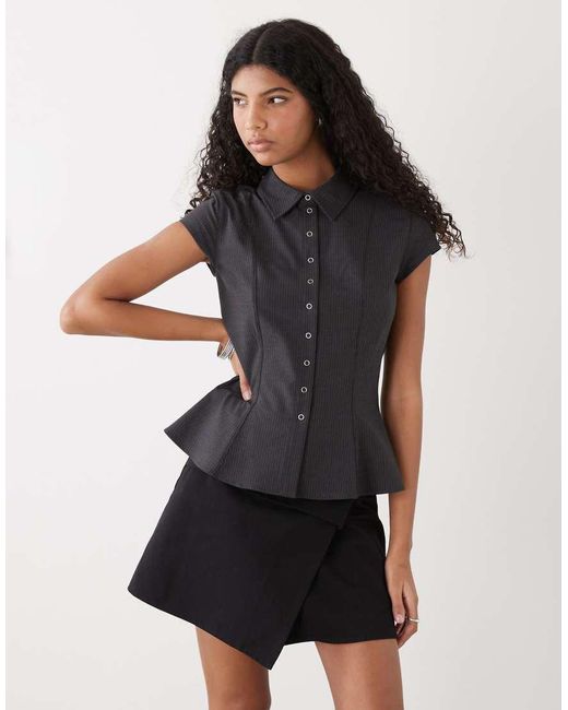 Weekday Black Button Through Shirt Top