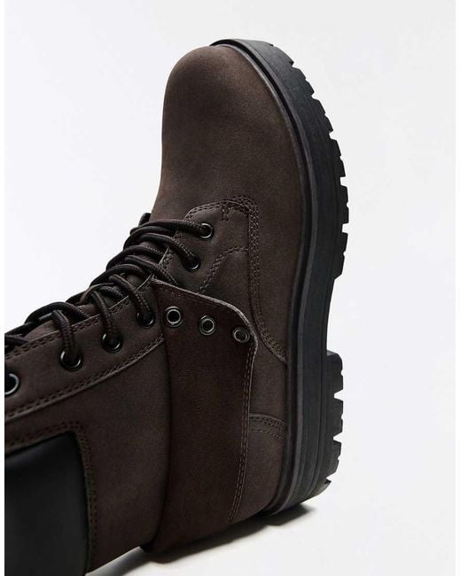 Bershka White Lace-up Worker Ankle Boots for men
