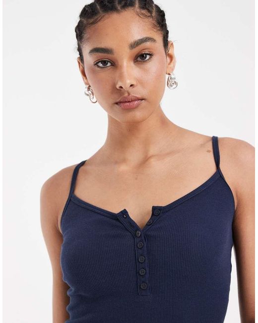 Hollister Blue Henley Cami Top