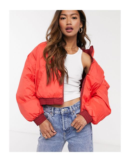 Levi's Lydia Reversible Puffer Jacket in Red | Lyst