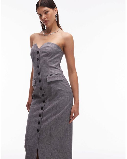 4th & Reckless Gray – elegantes, trägerloses midikleid