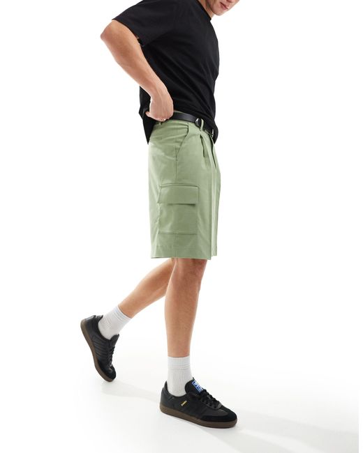 ASOS Green Smart Cargo Shorts for men