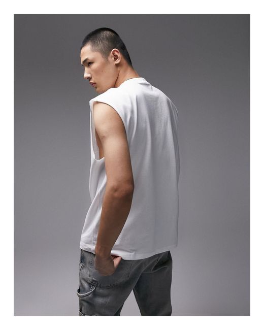 Topman Gray Oversized Fit Sleeveless T-shirt for men