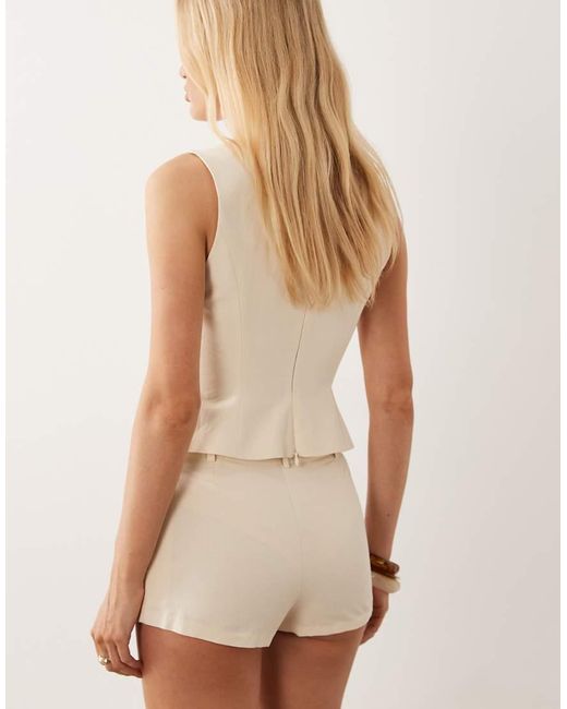 ASOS Natural Linen Look Micro Shorts With Belt