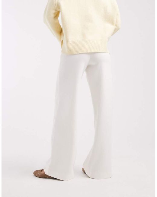 ASOS Natural Basic Wide Leg Interlock Jersey Trouser