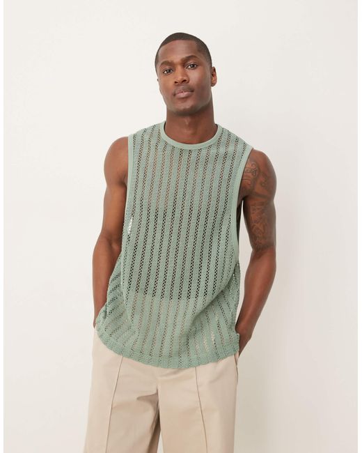 ASOS Green Boxy Relaxed Tank for men