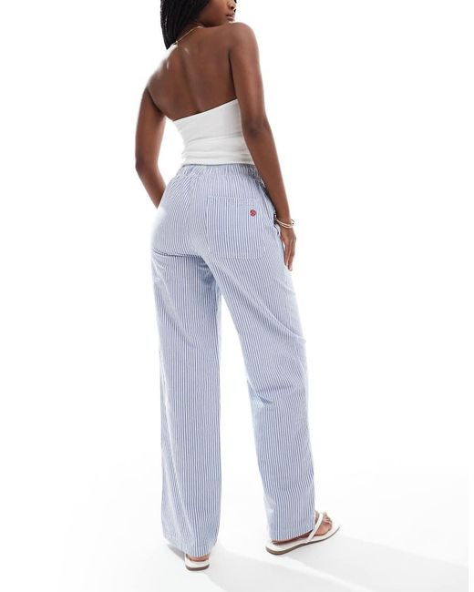 Superdry Blue Cotton Stripe Elasticated Trousers