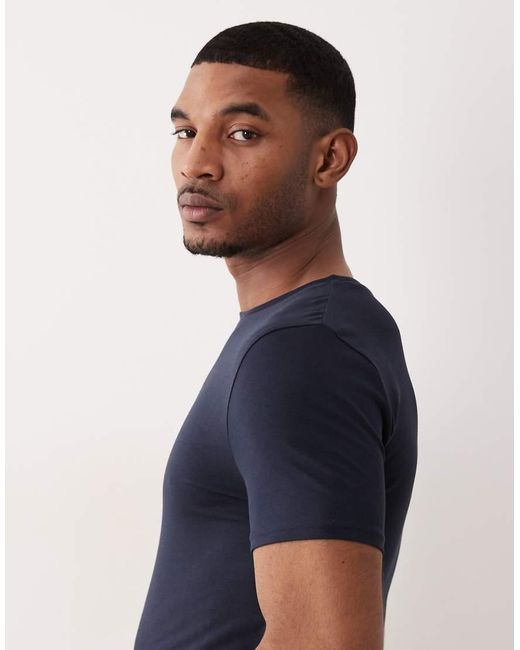 ASOS Blue Essentials 2 Pack Muscle Fit T-shirts for men