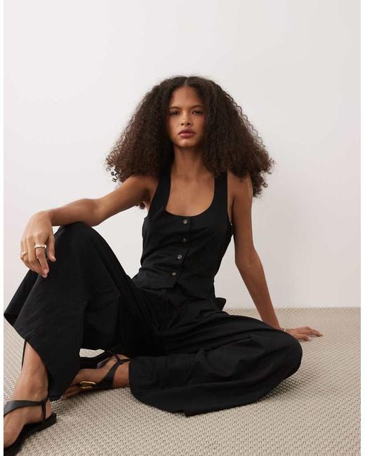 ASOS Black Waistcoat Jumpsuit