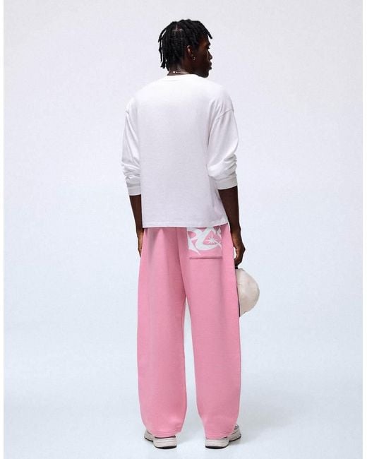 Bershka Pink Balloon Trousers With Side Print for men