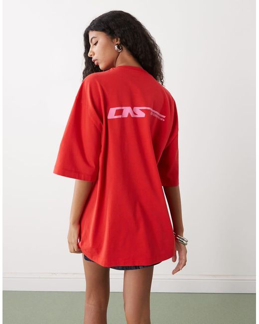 Collusion Red Oversized Logo Graphic Tee