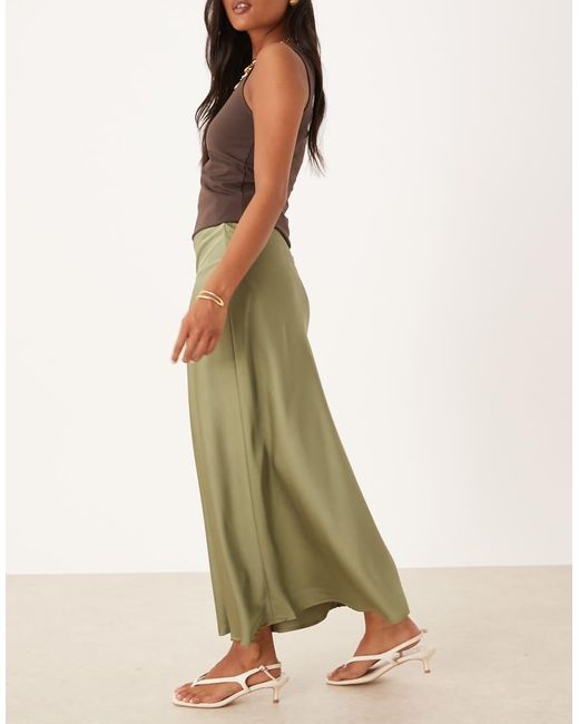 Vila Green Satin Maxi Skirt