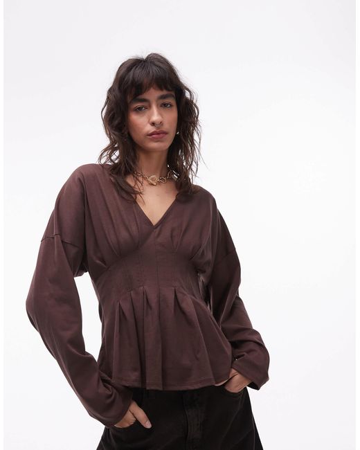 ASOS Brown – tailliertes, langärmliges oberteil