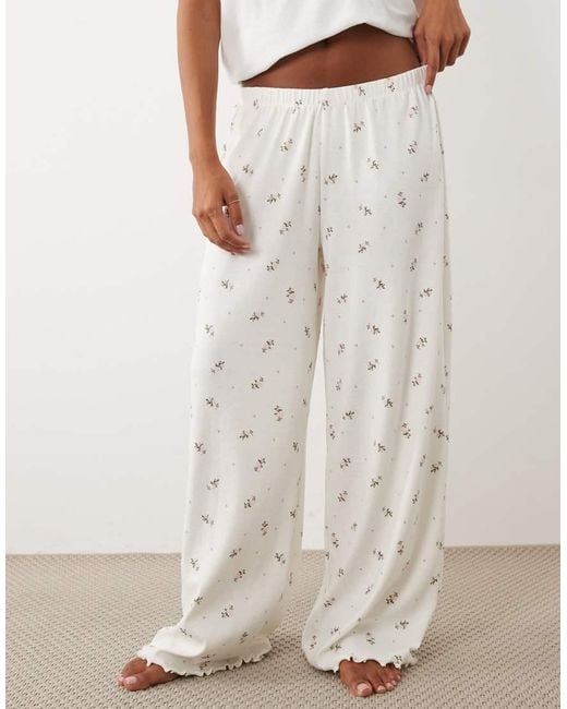 ASOS White Asos Design Petite Mix & Match Pointelle Pajama Pants
