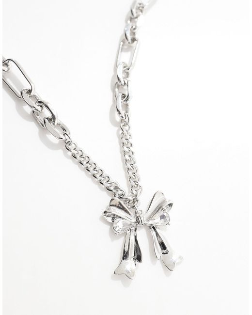 ASOS Brown Necklace With Mixed Chain And Bow Detail