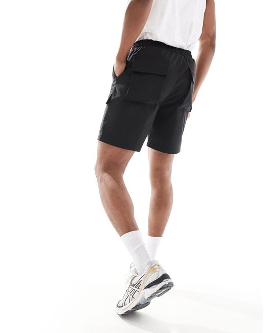 The Couture Club Black Co-ord Nylon Zip Through Utility Shorts for men