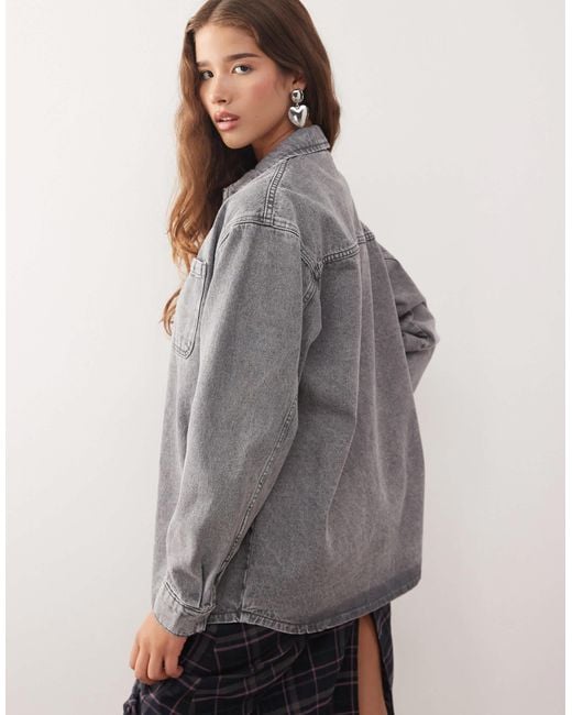 Noisy May Gray Denim Shacket