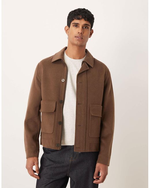 Mango Brown Handmade Wool Mix Casual Jacket for men