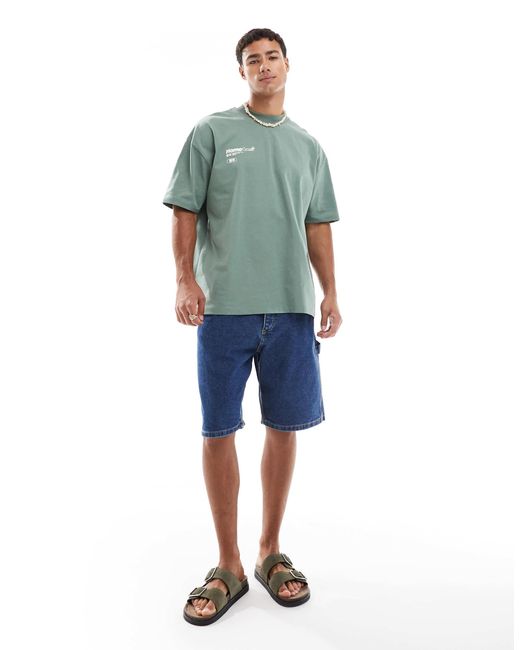 Jack & Jones Blue baggy Fit Denim Carpenter Short for men