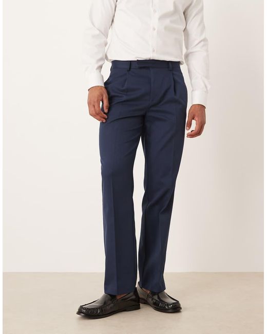 ASOS Blue Straight Tuxedo Trouser for men