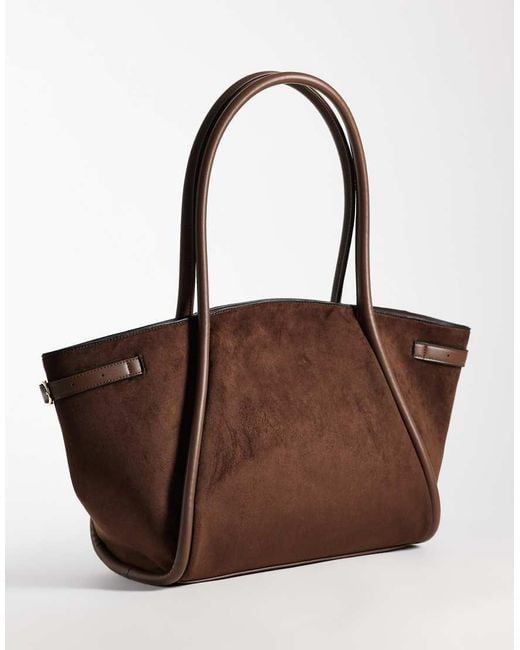 ASOS Brown Faux Suede Belted Tote Bag