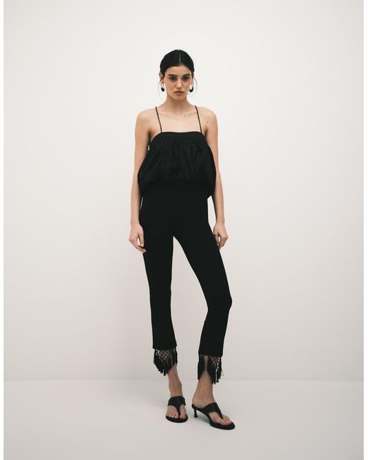 ASOS Black Halter Bubble Hem Top