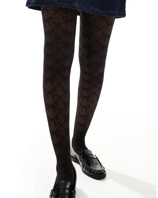 ASOS Black Bow Monogram Tights